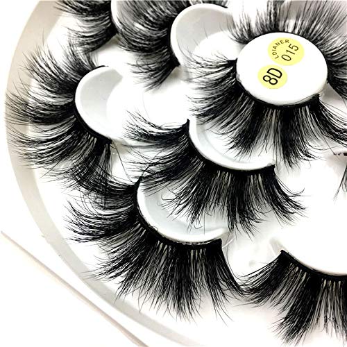 HBZGTLAD NEW 7 Pairs 25mm mink lashes100% mink lashes Soft Dramatic Volume Fake Lashes Reusable Thick False Eyelashes lashes mink(8D-015)