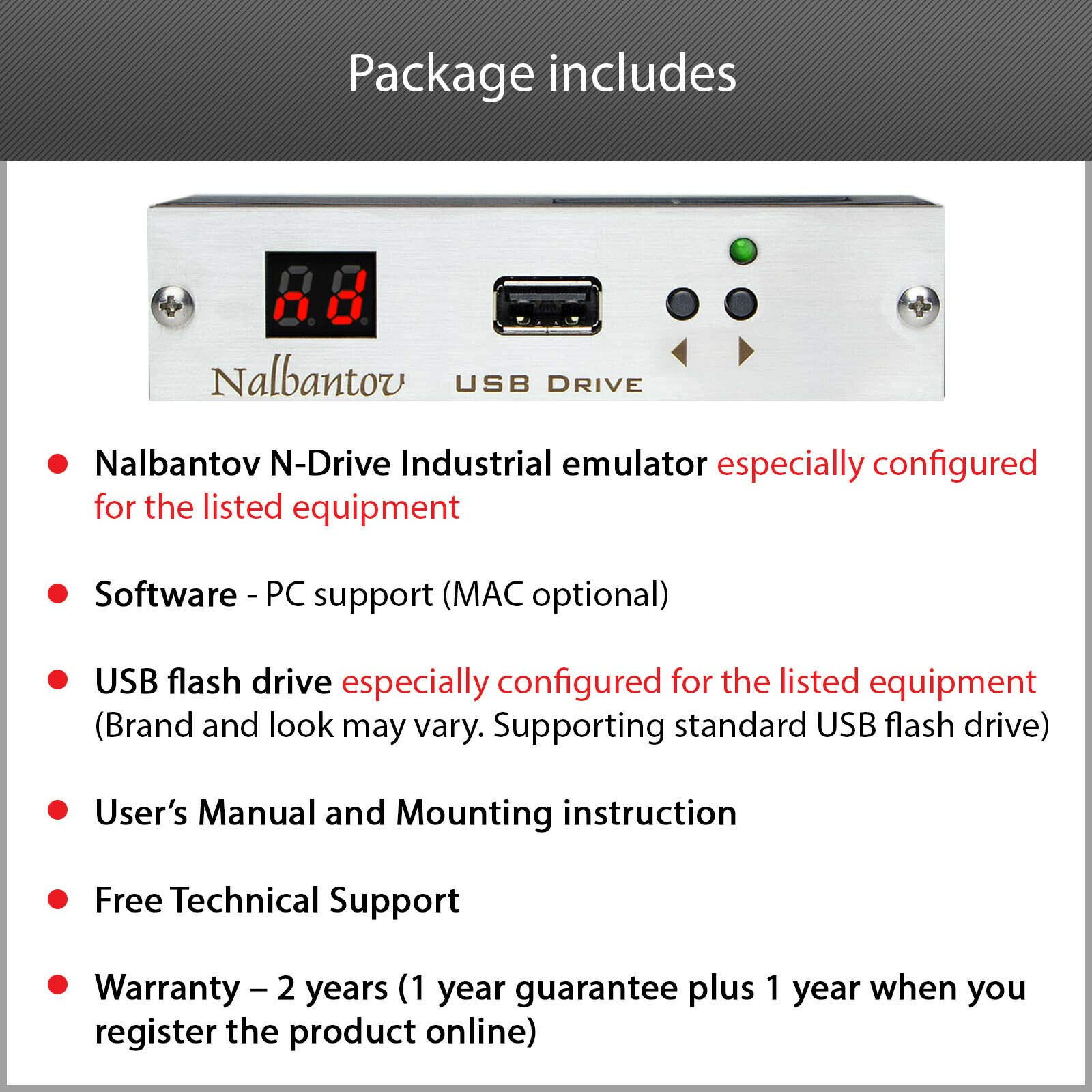 Nalbantov USB Floppy Disk Drive Emulator N-Drive Industrial for Haas VF0, VF2, VF3