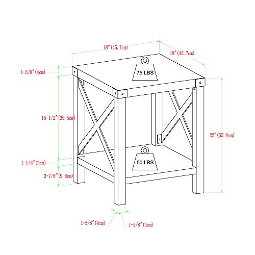 Walker Edison Sedalia Modern Farmhouse Metal X Side Table, 18 Inch, Stone Grey