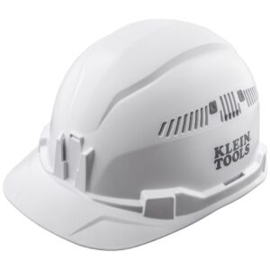 klein tools 60105 hard hat, vented cap style, padded self-wicking odor-resistant sweatband, white