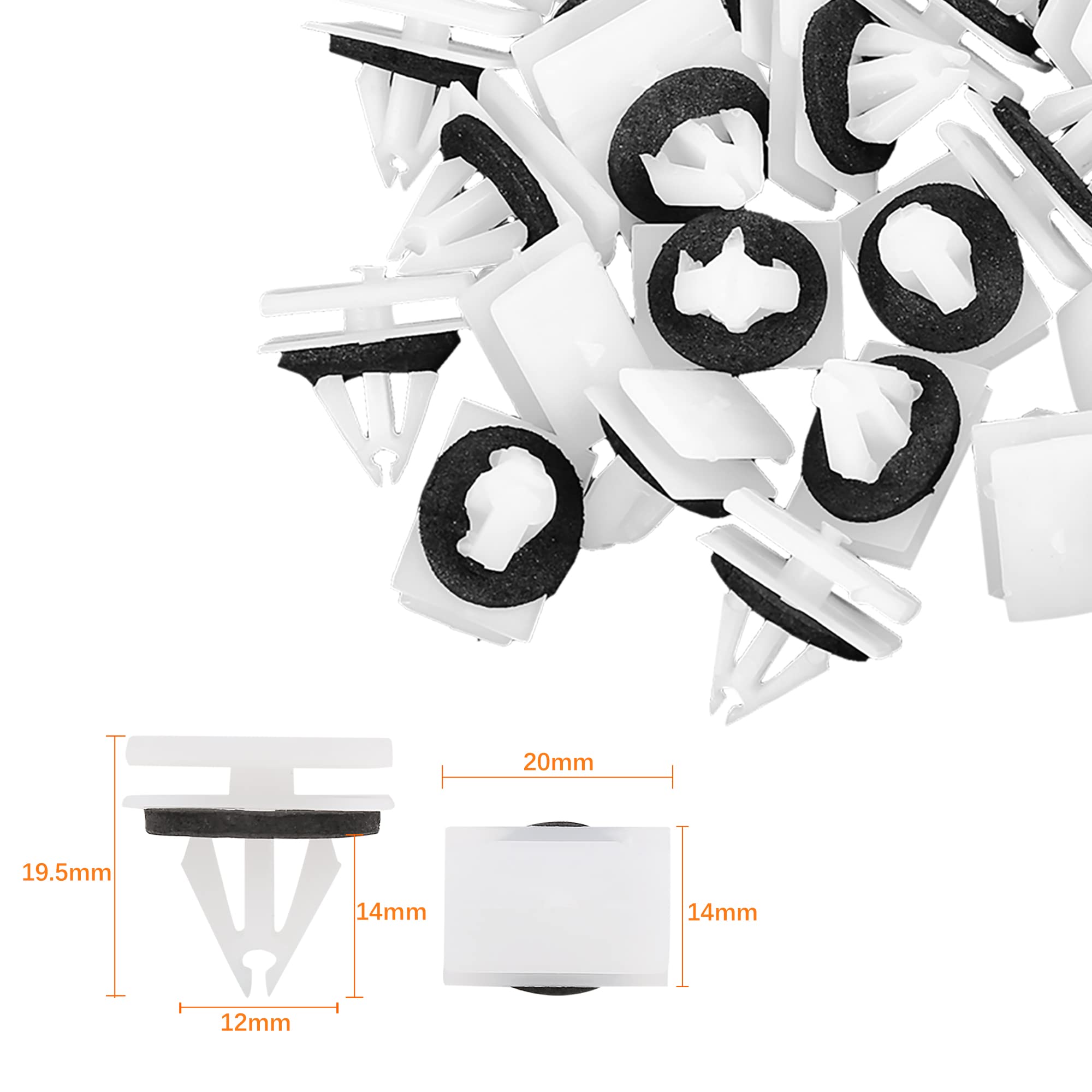 uxcell 30pcs Plastic Rivet White Bumper Fastener Clips for Ford Edge Escape F-150 for Mustang for Lincoln W716352S300