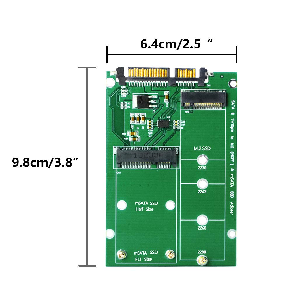 SinLoon 2 in 1 Combine Mini PCI-E M.2 NGFF & mSATA SSD to SATA 3.0 Adapter Converter (SATA3.0/M)