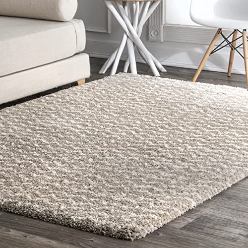 nuLOOM Cuellar Chevron Shag Area Rug, 9x12, Cream