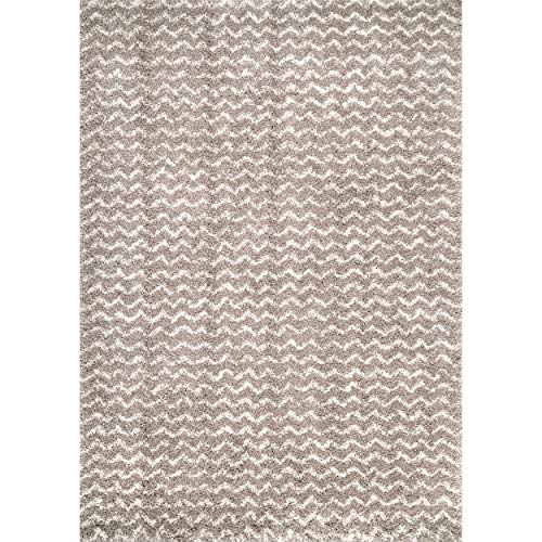 nuLOOM Cuellar Chevron Shag Area Rug, 9x12, Cream