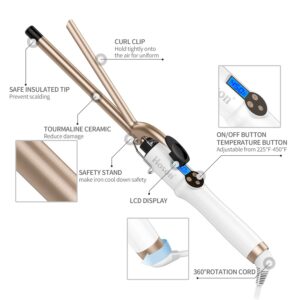 Hoson 1/2 Inch Curling Iron Professional, Ceramic Tourmaline Curl Wand Barrel, Hair Curler Iron for Long & Short Hair