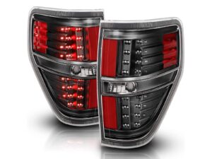 amerilite black led replacement brake tail lights set for 09-14 ford f-150 - passenger and driver side