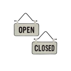 foreside home and garden small open closed sign, white, black