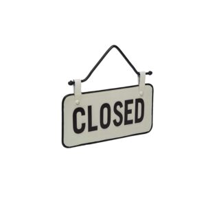 Foreside Home and Garden Small Open Closed Sign, White, Black