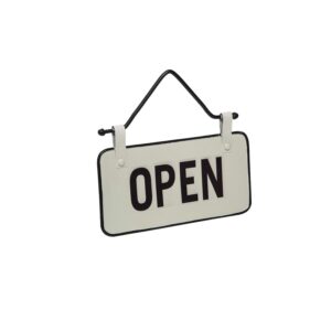 Foreside Home and Garden Small Open Closed Sign, White, Black