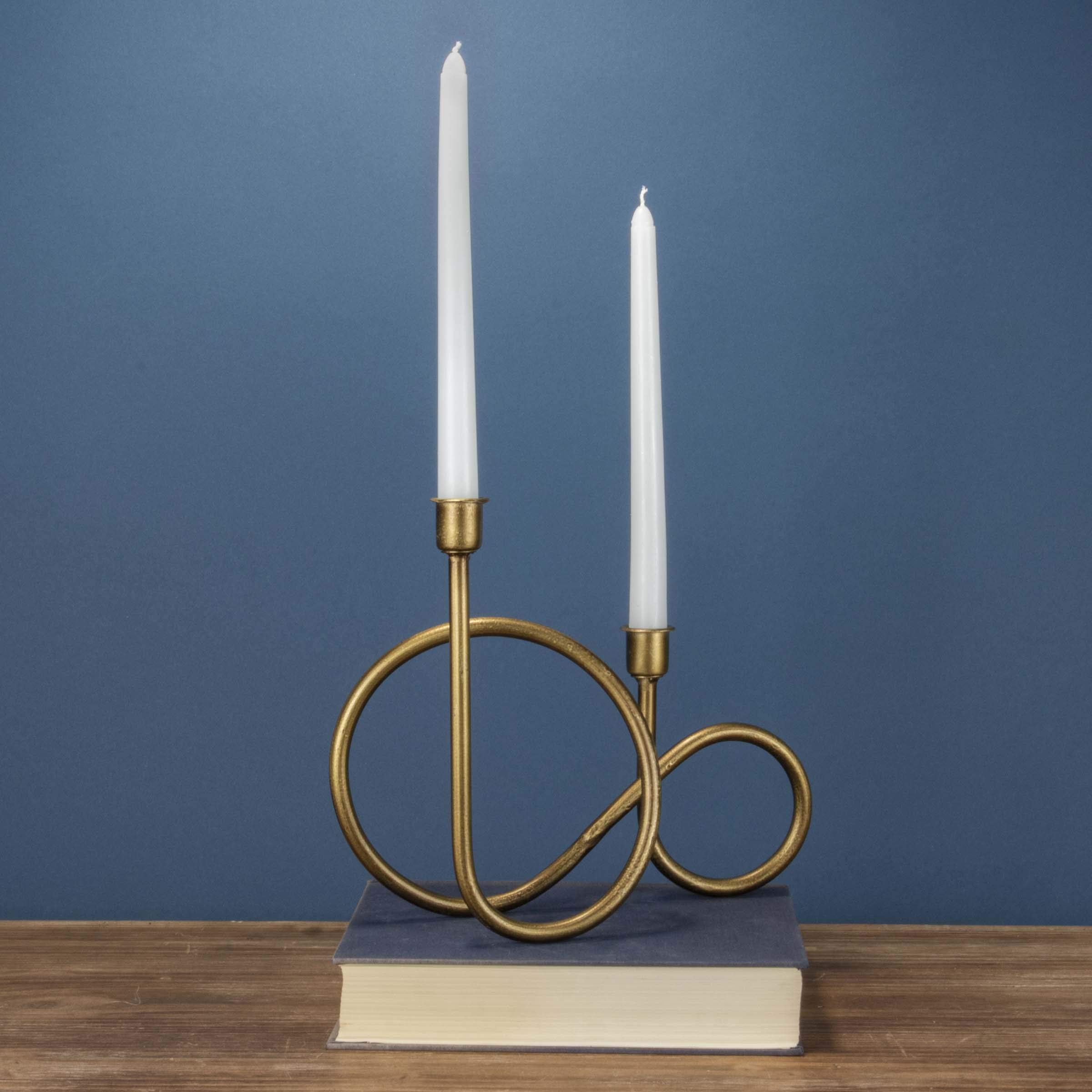 Foreside Home and Garden Brass Metal Sculpture Taper Candle Holder