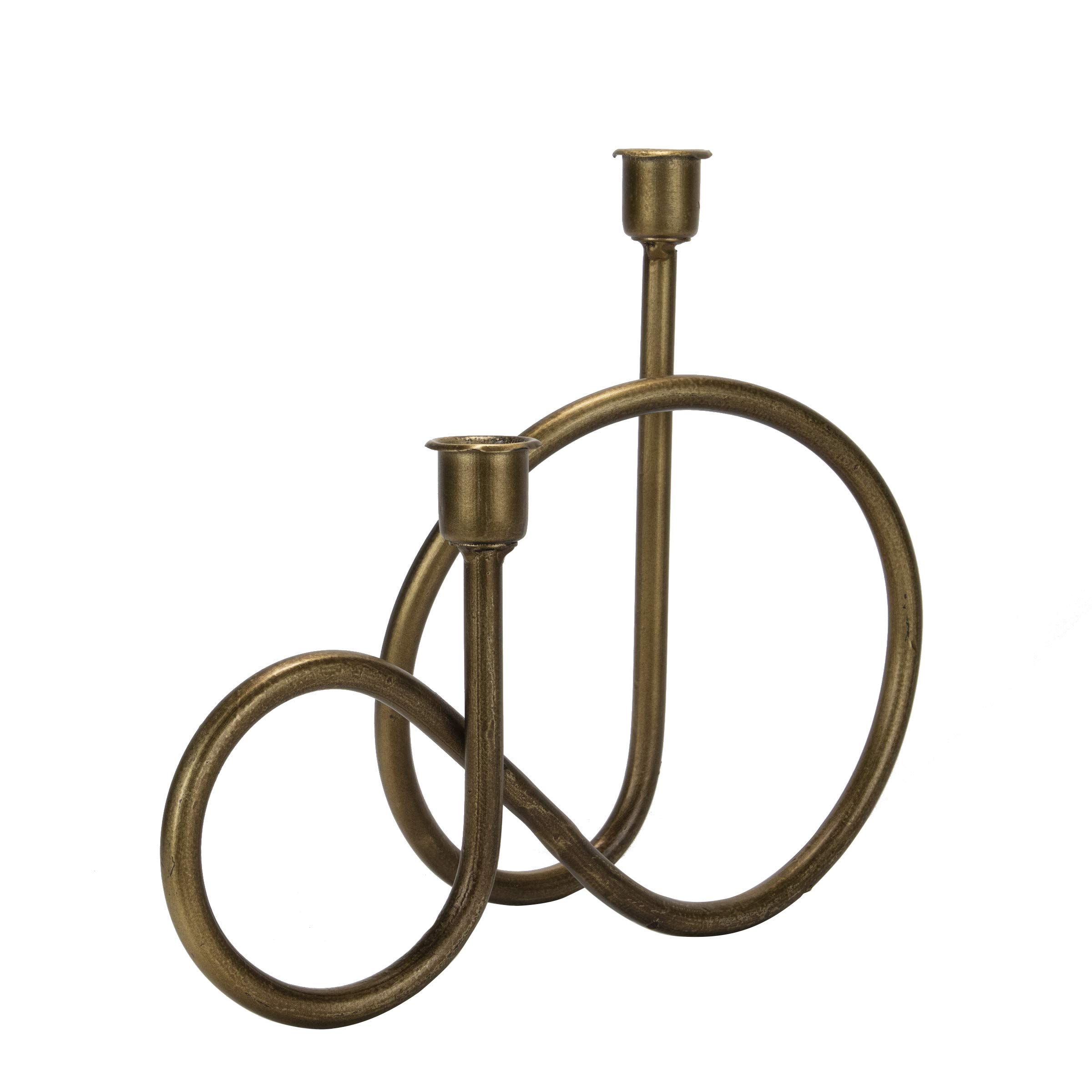 Foreside Home and Garden Brass Metal Sculpture Taper Candle Holder