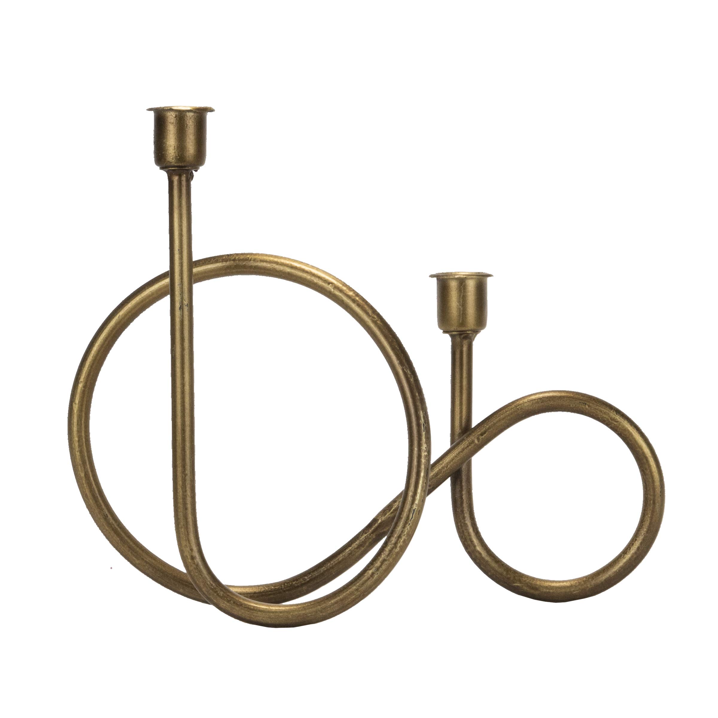 Foreside Home and Garden Brass Metal Sculpture Taper Candle Holder