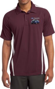 ford f-150 truck pocket print colorblock polo, maroon white 2xl