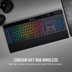 CORSAIR K57 RGB Wireless Gaming Keyboard - <1ms response time with Slipstream Wireless - Connect with USB dongle, Bluetooth or wired - Individually Backlit RGB Keys, Black