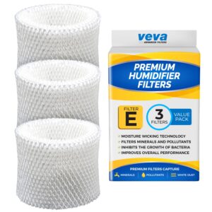 veva 3-pack premium humidifier filters - replacement for hw filter e, hc-14, hcm-6009, hcm-6011, hev680, hev685 series, long-lasting