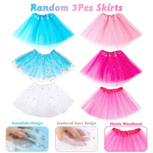 WATINC 51Pcs Princess Jewelry Toy Pretend Play Set Ballet Tutu Skirts of Stars Snowflake for Little Girls Crowns Necklaces Adjustable Jewel Rings Earrings Bracelets Wands Dress Up Accessories for Kids