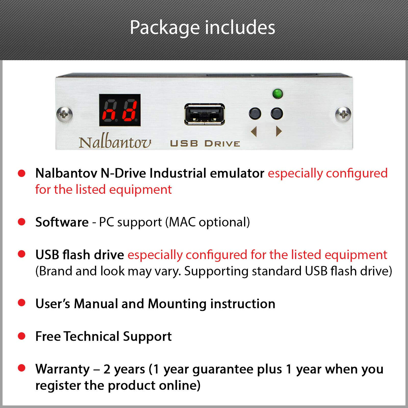 Nalbantov USB Floppy Drive Emulator N-Drive Industrial for Southwestern Industries ProtoTRAK MX2 CNC
