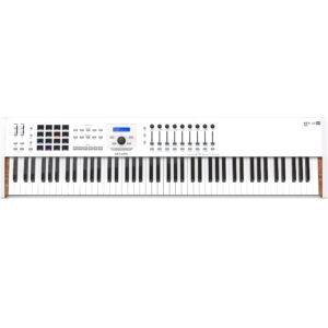 arturia keylab 88 mkii 88 key weighted usb midi keyboard controller — aftertouch, velocity sensitive, hammer-action, piano feel, with 16 drum pads, 9 faders, 9 knobs and analog lab v software included