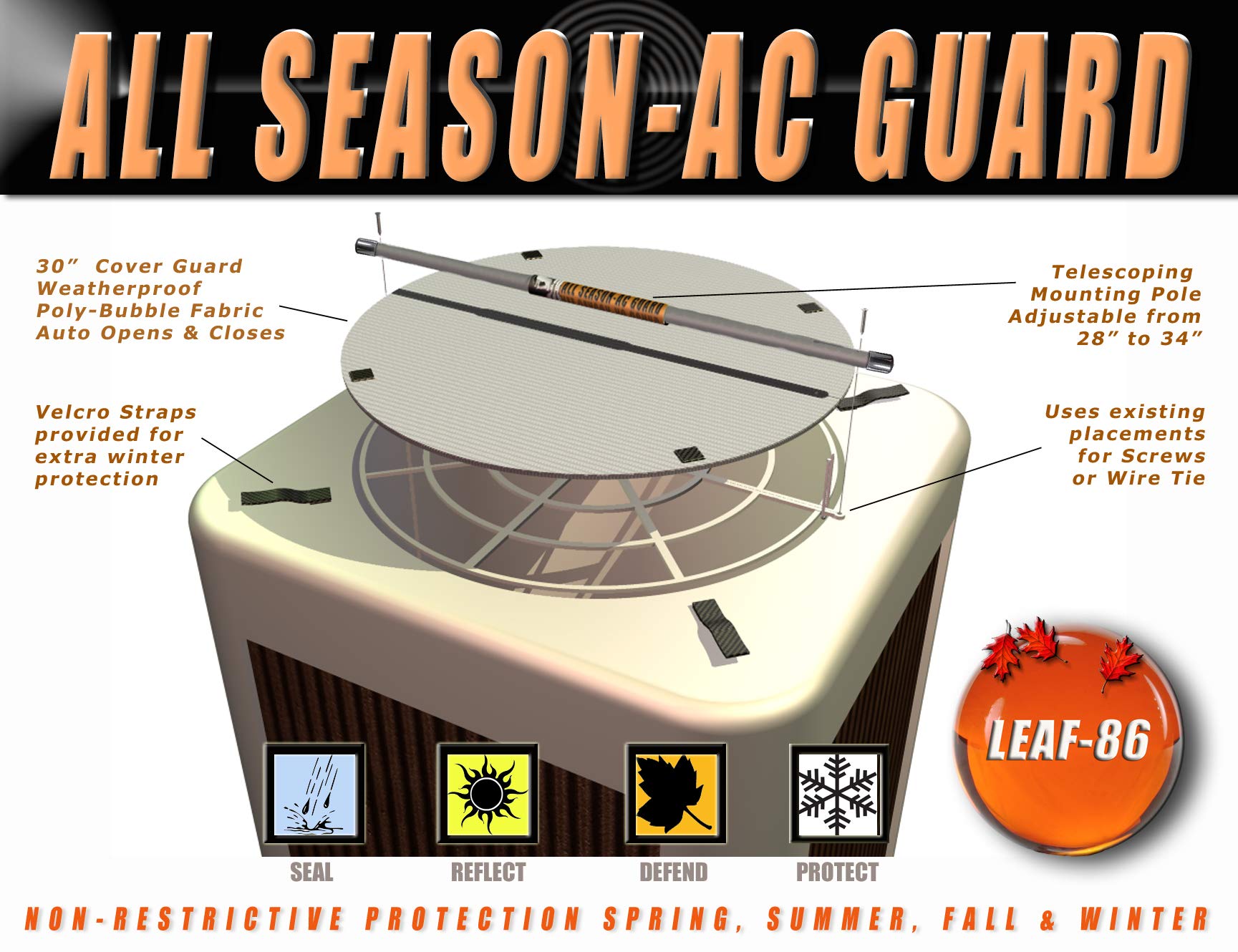 AC GUARD ALL SEASON LEAF-86 -AIR CONDITIONER COVER 30" for outside