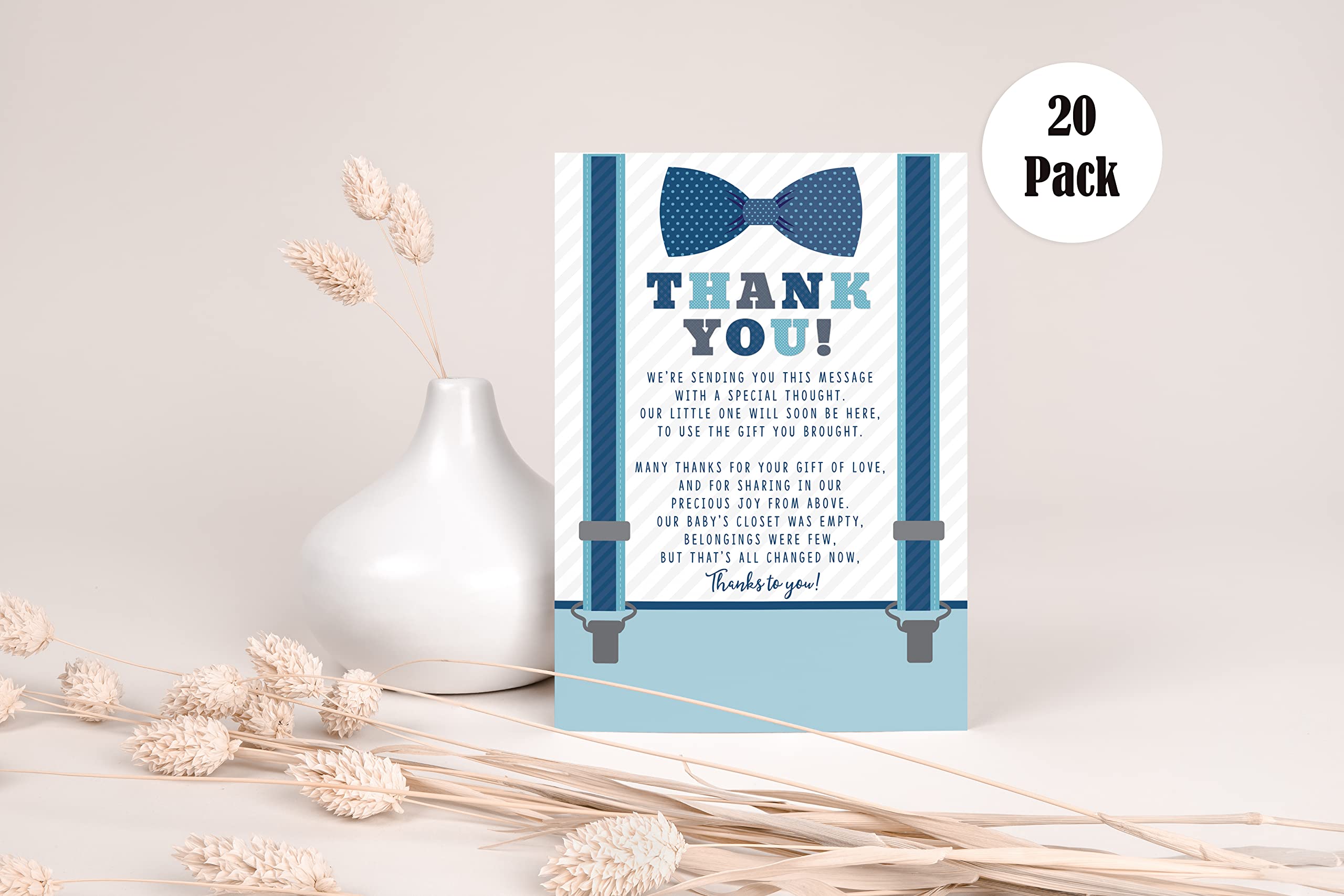 Your Main Event Prints Little Man Boy Baby Shower Thank You Cards Bow Tie and Mustaches 20 Count Including Envelopes