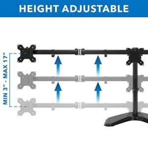 Mount-It! Triple Monitor Stand - Freestanding Computer Desk Mount Fits Up to 27 Inch Monitors, VESA 75, 100 Compatible