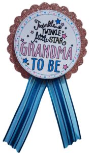 twinkle little star grandma to be pin baby shower for nona to wear, pink & blue, it's a girl, it's a boy baby sprinkle