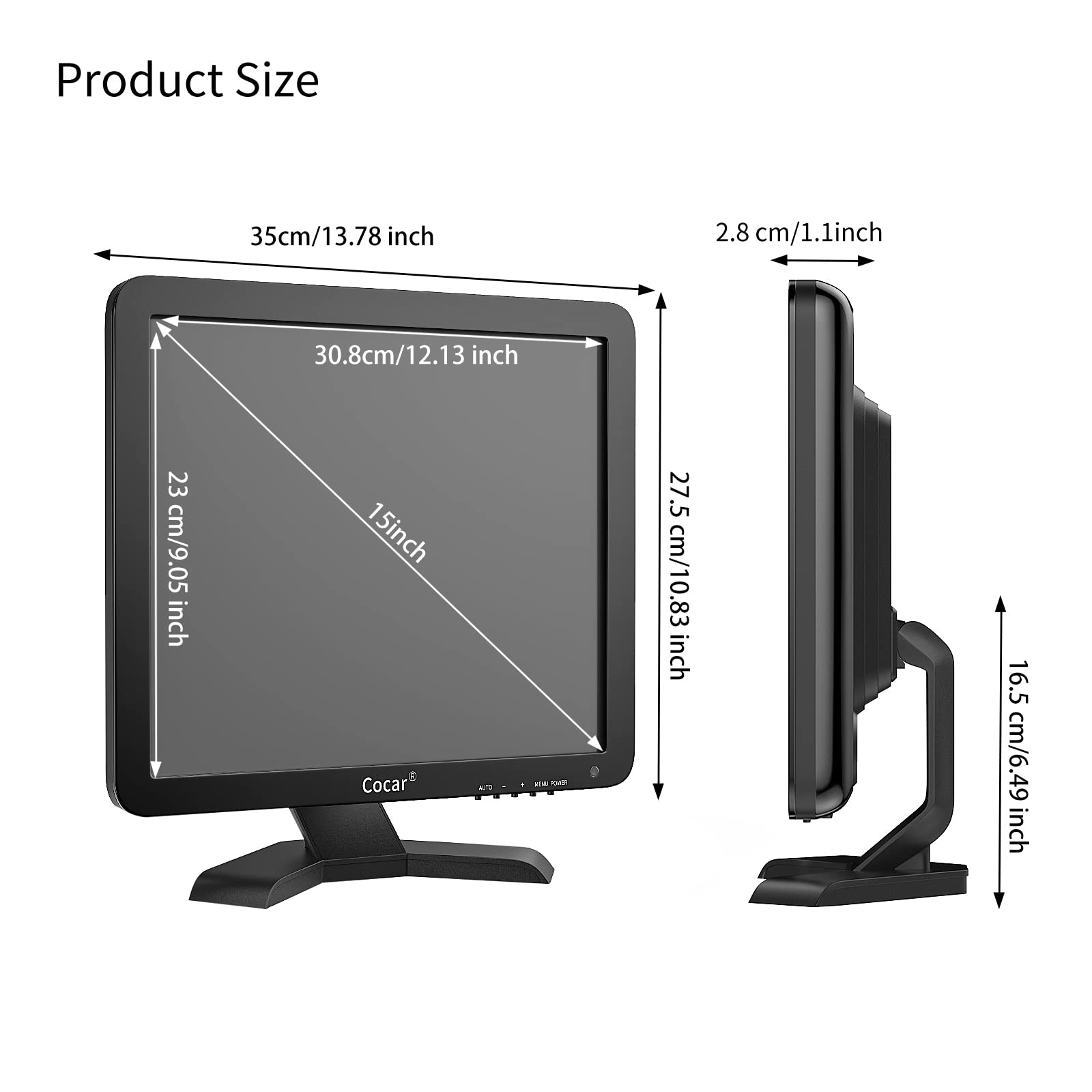 15" Touchscreen Monitor, LED TFT Touch Screen Display LED Monitor 1024x768 Resolution VGA for PC/POS Cashier Retail Restaurant Bar Coffee Store Menu Order Point of Sale