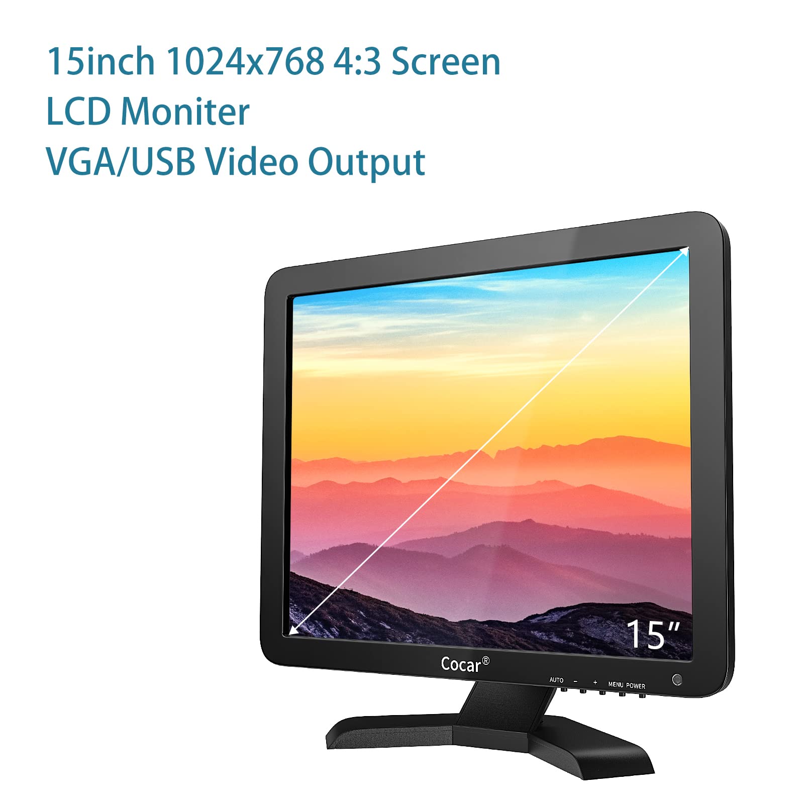 15" Touchscreen Monitor, LED TFT Touch Screen Display LED Monitor 1024x768 Resolution VGA for PC/POS Cashier Retail Restaurant Bar Coffee Store Menu Order Point of Sale