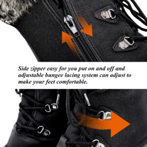 ALEADER Waterproof Snow Boots for Women, Warm Faux Fur Winter Duck Boots Shoes Black 9 B(M) US