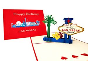 igifts and cards unique happy birthday red cover las vegas 3d pop up greeting card - fun, congratulations, celebration, feliz cumpleaños, best friend, cute, sin city, famous, unique
