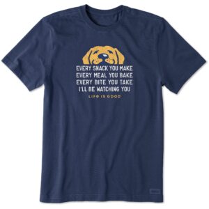 life is good mens dog lover graphic t-shirt, cotton tee, short sleeve, crewneck shirt, casual top, i'll be watching you dog, darkest blue, small