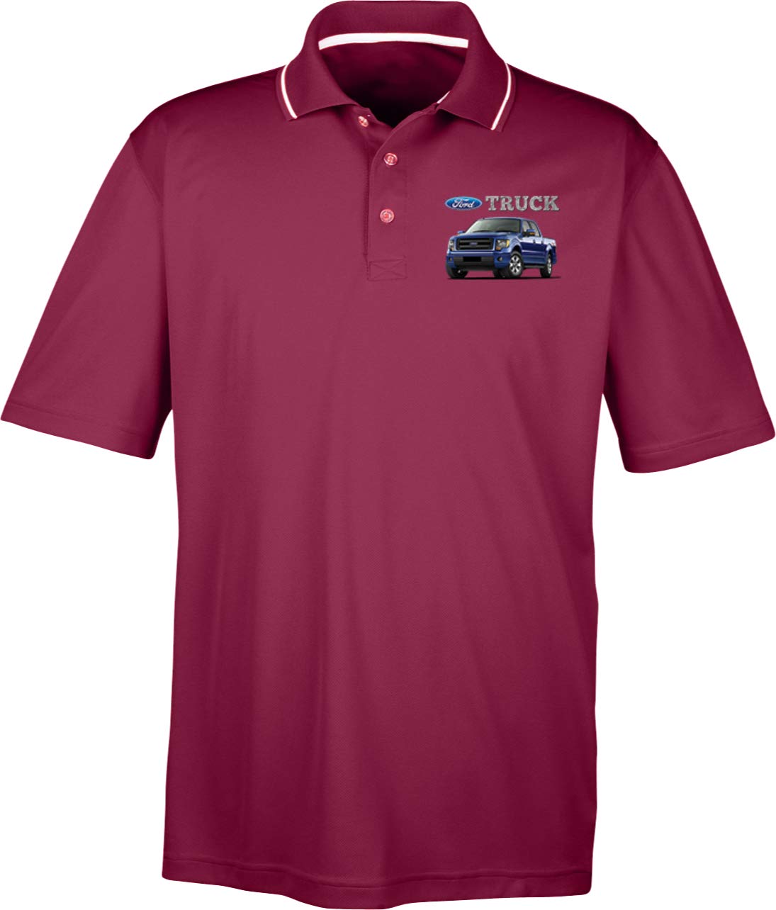 Ford F-150 Truck Pocket Print Two Tone Polo, Maroon 6XL