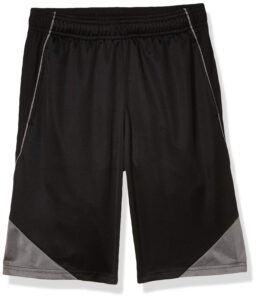 c9 champion boys color block - 9" inseam shorts, ebony/hardware gray, large us