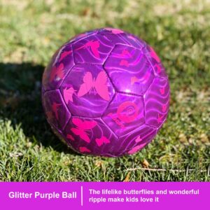 PP PICADOR Kids Soccer Ball, Sparkling Soccer Ball Birthday Toys Ball for Kids, Toddlers, Children, Boys, Girls, School, Kindergarten, Student, Baby (Purple)