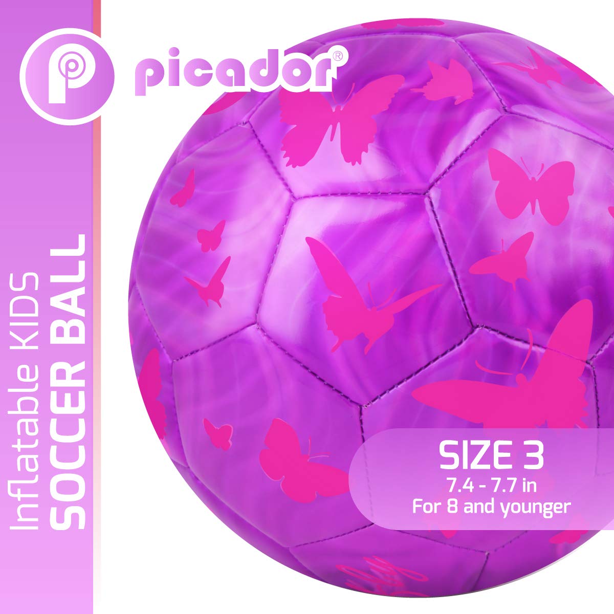 PP PICADOR Kids Soccer Ball, Sparkling Soccer Ball Birthday Toys Ball for Kids, Toddlers, Children, Boys, Girls, School, Kindergarten, Student, Baby (Purple)