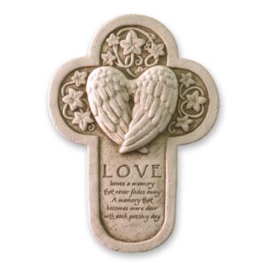 carruth studio, love leaves a memory plaque, original sculpture handcrafted in stone, artisan made