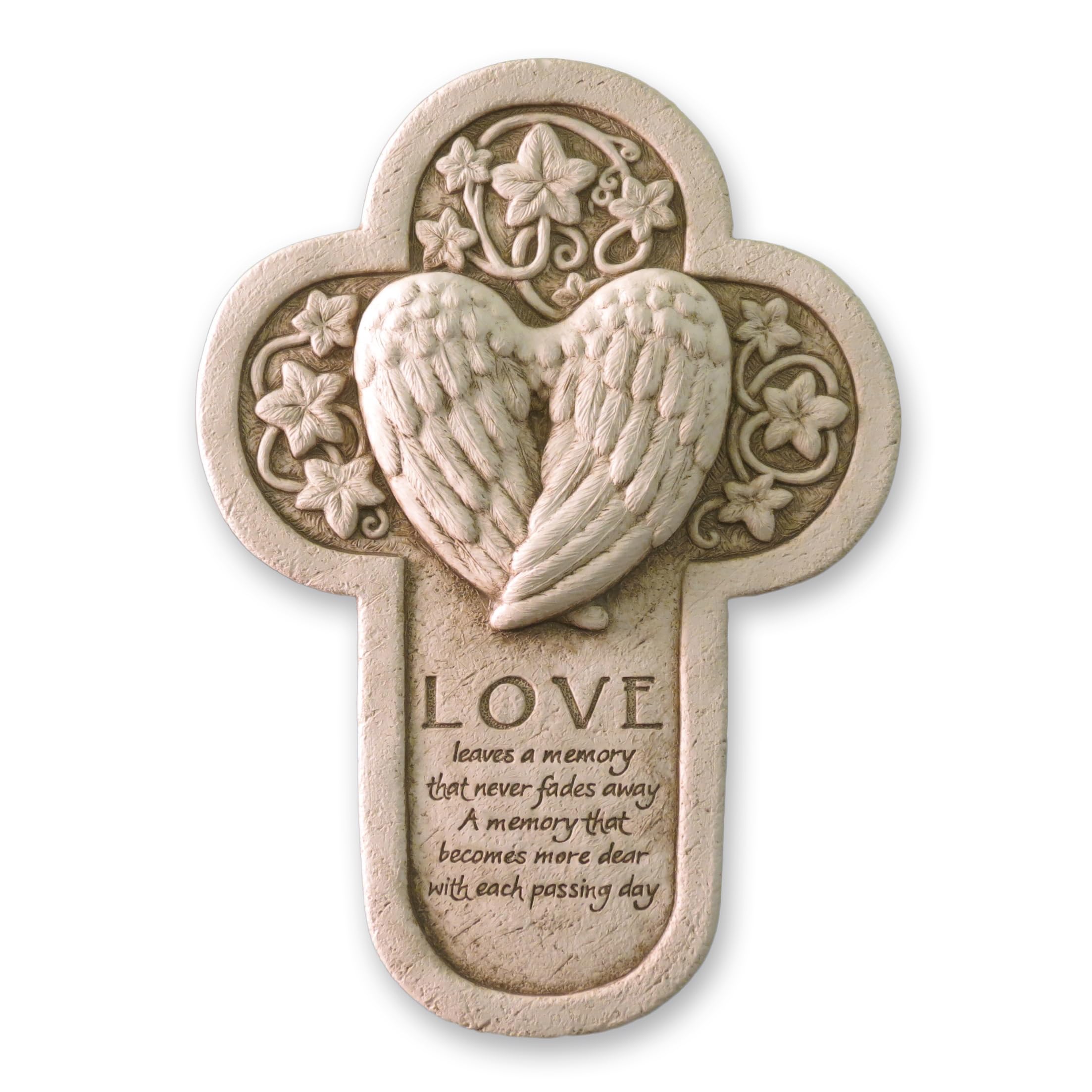 Carruth Studio, Love Leaves a Memory Plaque, Original Sculpture Handcrafted in Stone, Artisan Made