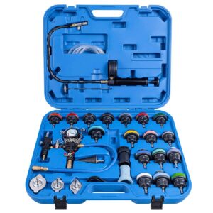 goplus 28-piece universal radiator pressure tester, vacuum type cooling system tool kit w/carrying case (blue case)