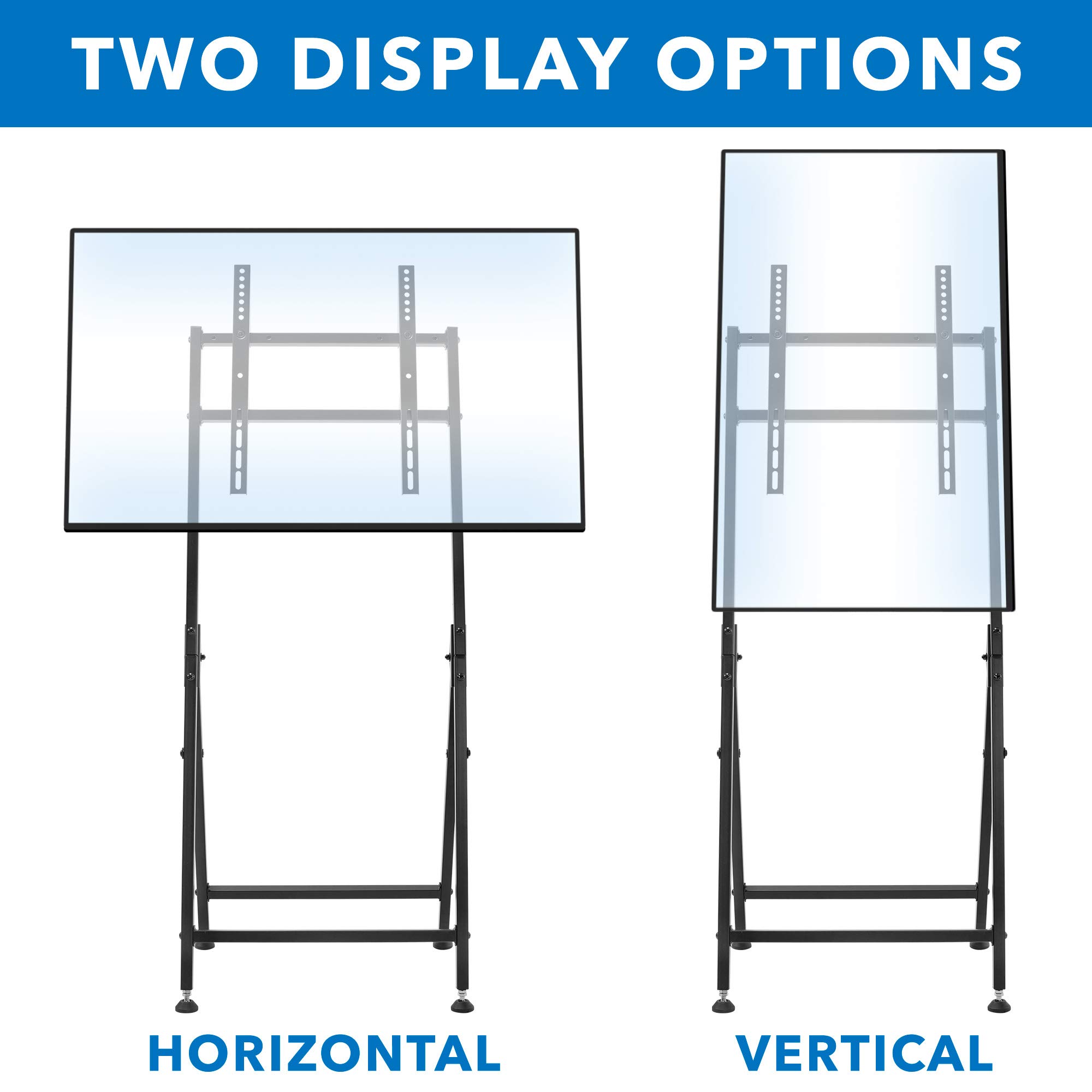 Mount-It! Portable TV Display Stand [Fits 33" - 55"] Flat Screen Mount, Adjustable, Foldable, Digital Signage Floor Stand, VESA Bracket Mounted for Monitors (Matte Black)