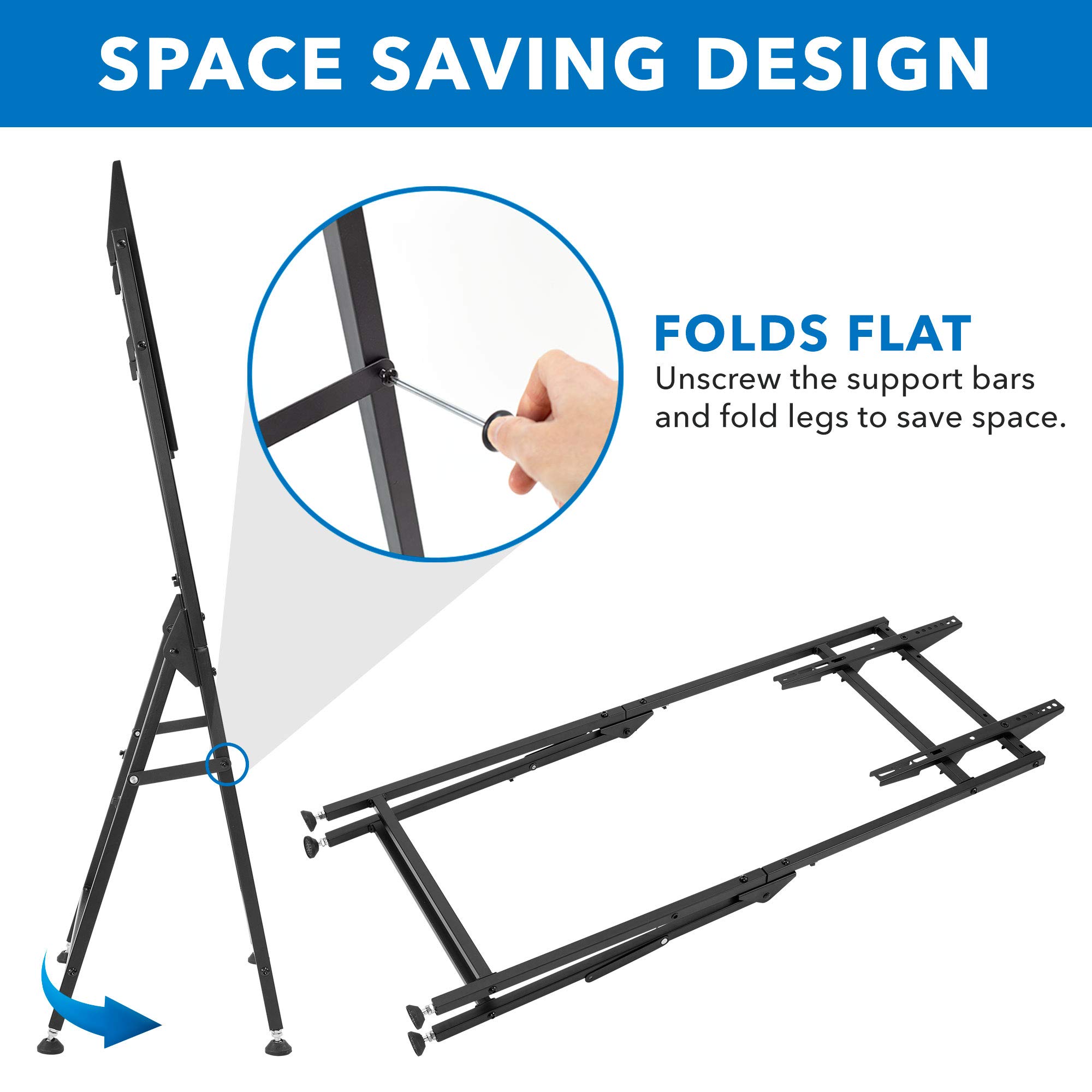 Mount-It! Portable TV Display Stand [Fits 33" - 55"] Flat Screen Mount, Adjustable, Foldable, Digital Signage Floor Stand, VESA Bracket Mounted for Monitors (Matte Black)