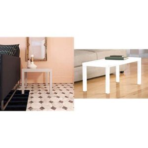 dhp parsons modern end table, multi-use and toolless assembly, white and dhp 3537496 parsons modern coffee table, white