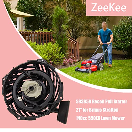 ZeeKee 593959 Recoil Pull Starter for Yard Machines 21'' 140cc 550EX Lawn Mower Complatiple with Briggs Stratton 140cc 550 EX 591139 593961 590588 Cover Diameter 6 3/4 inches