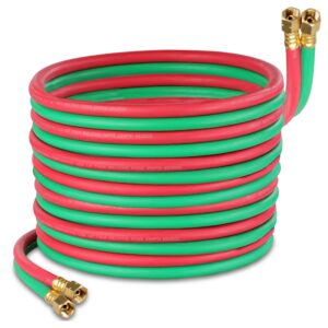 abn oxy acetylene hose, 50 foot x 1/4 inch - b fitting twin cutting torch hose for welding
