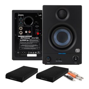 presonus eris 3.5 3.5-inch low-frequency driver media reference monitor with rf interference with pads and stereo breakout cable bundle