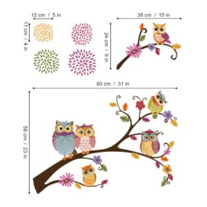 decalmile Owl Tree Branch Wall Stickers Flower Wall Decals Kids Baby Nursery Bedroom Wall Decor