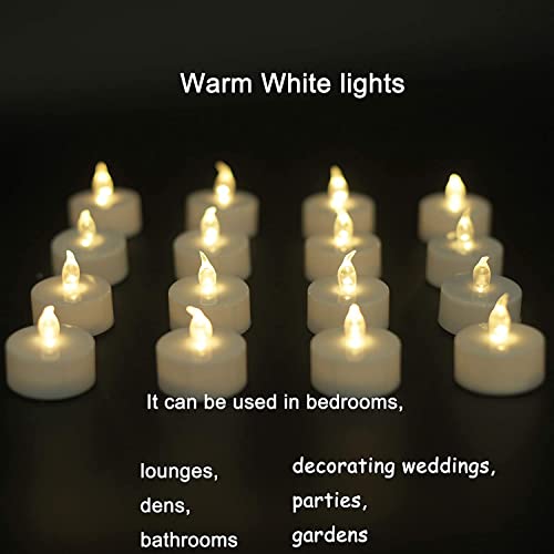 Tea Lights 50pack flameless Tea Light Candles 200 Hours Pack of Warm White Light Realistic Flickering Bulb Battery Operated Tea Lights for Halloween Seasonal Festival Celebration Electric Fake Candle