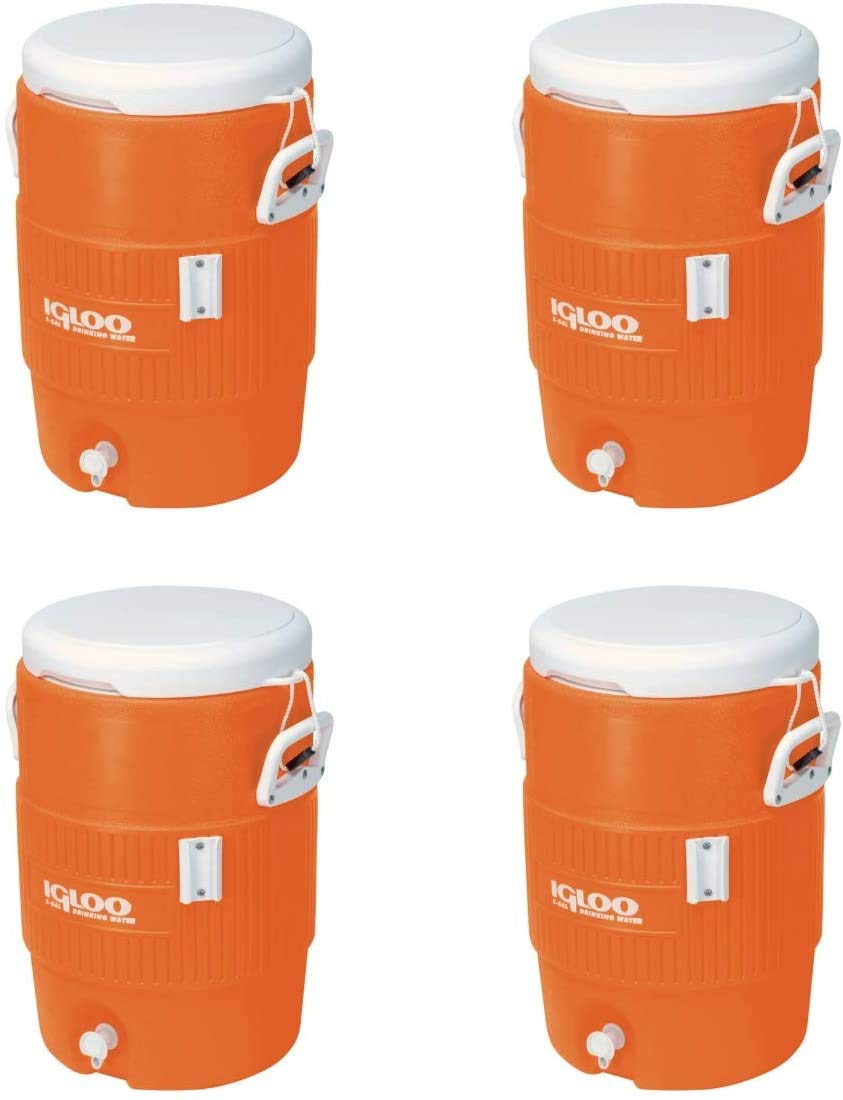 Igloo 5-Gallon Heavy-Duty Beverage Cooler, Orange - 4-Pack