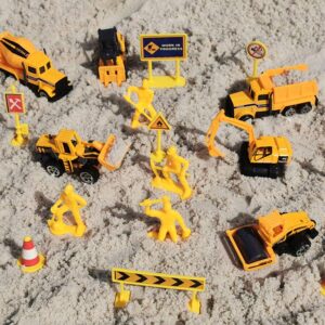 19 Pack Construction Toys，Mini Diecast Cars Play Sets Dumper,Bulldozers,Forklift,Tank Truck,Asphalt Car,Excavator,Engineering Worker,Construction Traffic Sign Set Toy for Kids Boys and Girls