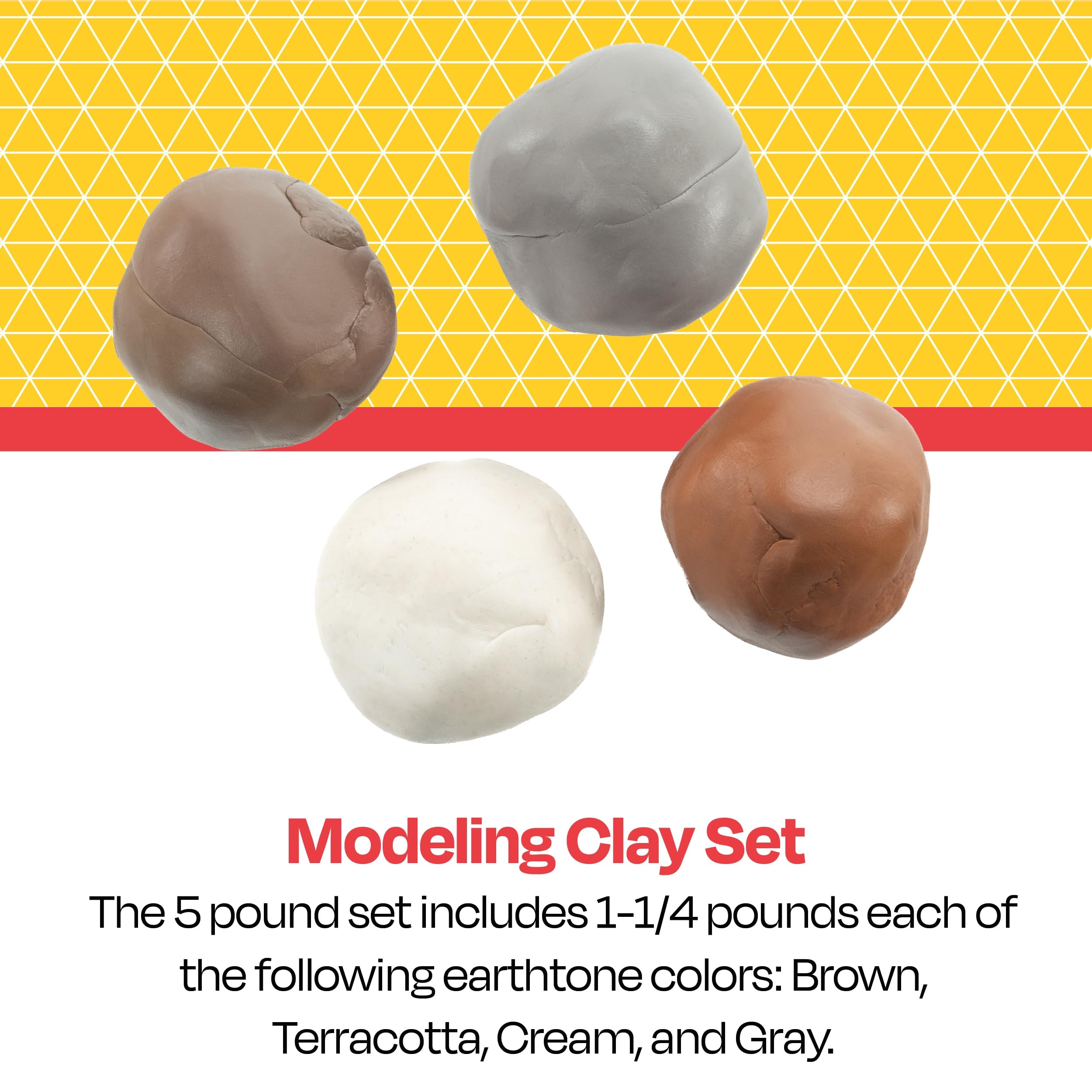 School Smart Modeling Clay for School and Home Use, Permanently Soft Design, 5 Pounds, Assorted Earthtone Colors