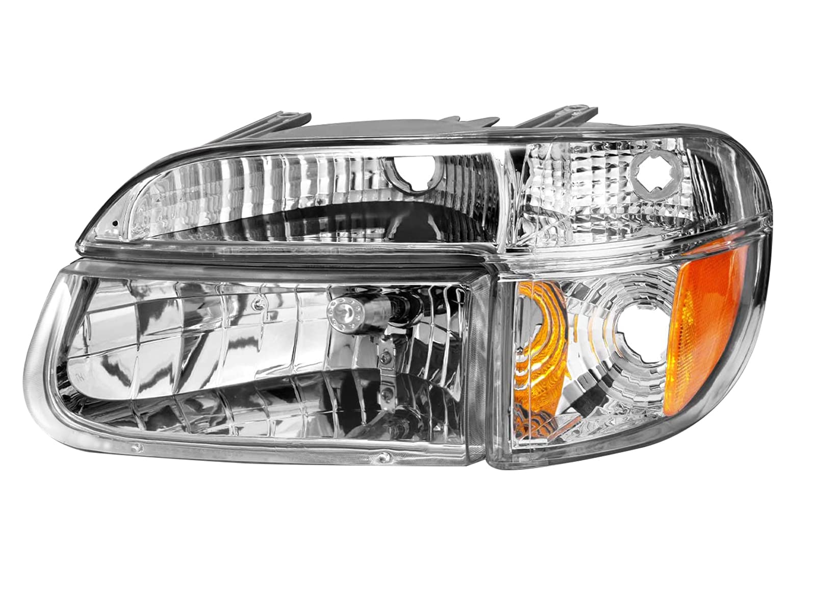 AmeriLite Chrome Replacement Headlights Lamp w/Corner Parking Turn Signal Set For 1995-2001 Ford Explorer - Passenger and Driver Side